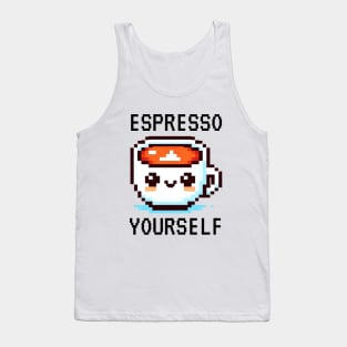 Pixel Coffee Cup Art - Espresso Yourself Design Tank Top